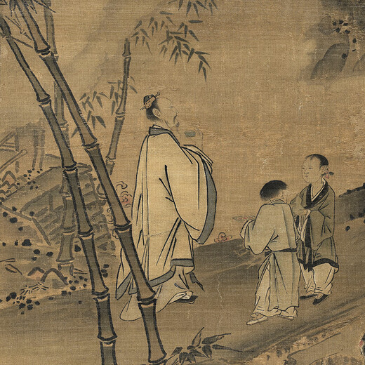 南宋马远竹鹤图古代山水画卷轴名画复仿古画中式挂画 宋画达摩图11158 40X86厘米（画心尺寸） 装裱乳白
