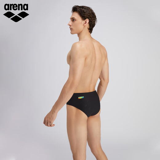 Arena swimming trunks Xu Jiayu's same style men's triangle swimming trunks sports dark pattern high elastic surfing triangle swimsuit to prevent embarrassment black (BLK) XL