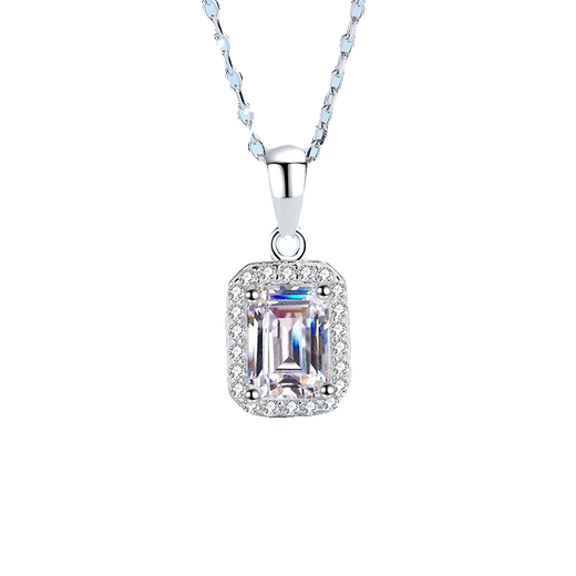 Platinum diamond chain new pendant for women fully set with rectangular moissanite pt95 1 carat 5x7M single pendant without chain