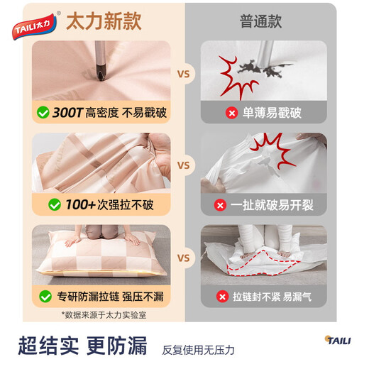 Taili thickened Oxford fabric vacuum compression bag clothes quilt storage bag durable reusable vacuum bag 10-piece set 3 huge + 2 extra large + 3 large + 2 medium + 1 electric pump