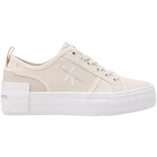 Calvin Klein simple letter printing thick sole low top canvas shoes for women off white 0GI-off white 39