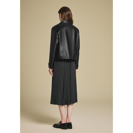 Psalter (Psalter) Spezielle Auswahl an Retro -Schaffell -Rollover -Hülle -Mode -Kurzjacke Lederjacke 2025 Frühling neuer Stil Schwarz M