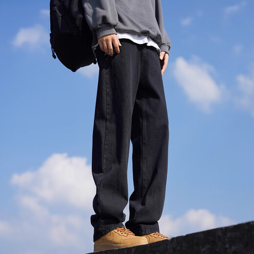 WHIM NASA Мужские черные джинсы Мужские свободные прямые мужские брюки для мальчиков Повседневные брюки с ятаганами Весна и осень Мужские зимние бархатные черные бархатные утолщенные брюки XL