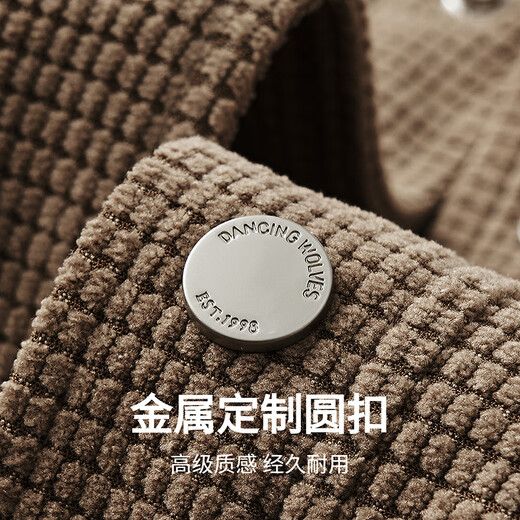 Dances with Wolves velvet jacket men's autumn and winter lapel plaid lamb wool thick jacket men 701 khaki 180