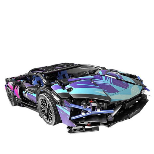Compatible with building blocks Cyberpunk 911 Lambo Star Gini Sports Car Children's Toy Remote Control Car Model 1 14 Back Black Warrior Welding Horse Container 909PCS