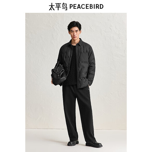 PEACEBIRD Men's Casual Pants Loose Sports Winter Pants BBGME422L Black Second Batch 32