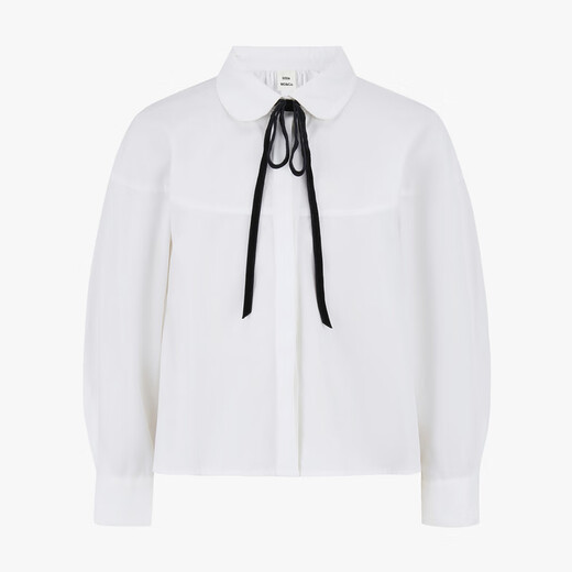 Little MO&Co. Children's clothing autumn new style girls pure cotton doll collar bow long-sleeved white shirt shirt white 120 120/60