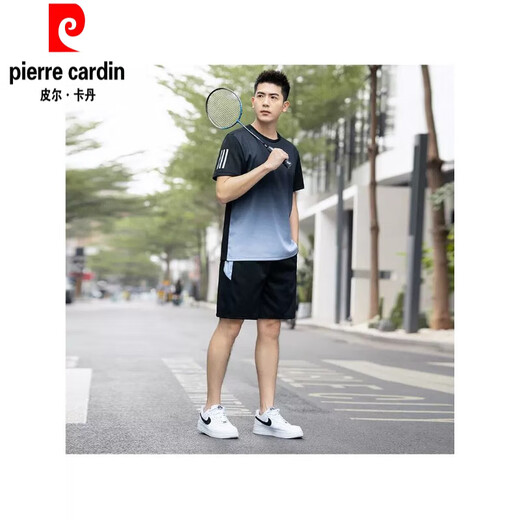 Pier Cardin Herren Running und Schnelltrocknen lässig Sportanzug Herren Sommer-Dünnstil plus Fett Plus-Größe kurzärmelige zweiteilige Badminton-Uniform-Vatertagsgeschenkkleidung Rot Anti-Falten-T-Shirt Männer 9902 8xl 250-270jin [Jin gleich 0,5 kg]