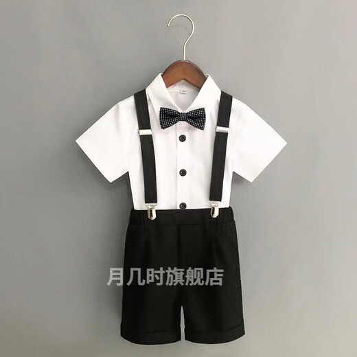 韦戒小主持人服装男孩帅气男童礼服夏走秀钢琴演出服英伦西服儿童西装 西服外套单件/黑色 160