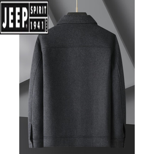 吉普（JEEP）男士羊毛呢翻领外套秋冬季新款休闲潮流羊毛上衣加肥加大呢子夹克 2052灰色 L 穿100-125斤