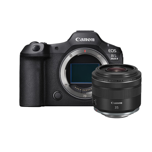 Canon r5 second generation full-frame professional mirrorless camera EOS R5 Mark II 8K video professional camera vlog shooting r52 flagship digital camera R5 second generation stand-alone + RF35mm F1.8 portrait package five dual SIM card cost-effective luxury package