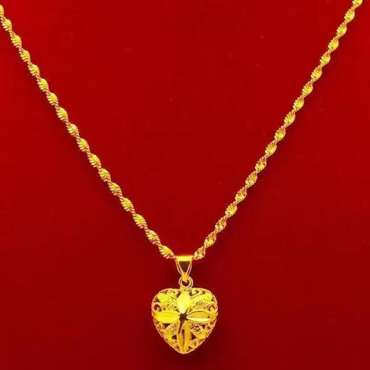 KZD Old Phoenix solid color necklace women's love four-leaf clover golden pendant sweet water wave chain free 12.88 grams sold out and 3 pieces left
