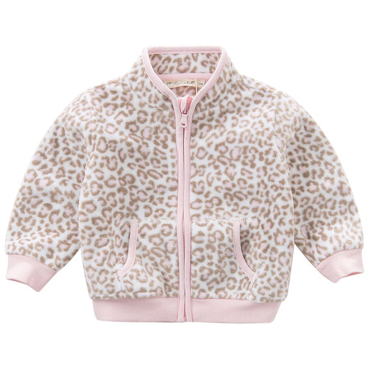 Han Shanying Shopping Mall Chaqueta polar para niñas del mismo estilo Ropa polar de otoño e invierno para bebés y niños Estampado de leopardo DB396 Listo en stock (color popular) 80 cm (24 M)