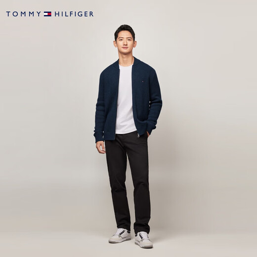 Tommy Hilfiger [Pure Wool] Men's Business Casual Baseball Collar Cardigan Knitted Cardigan Jacket 03258