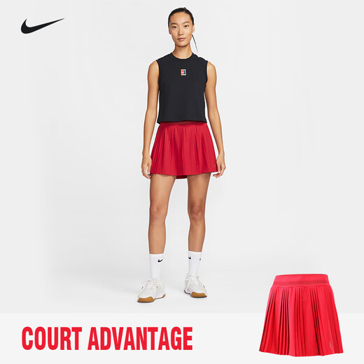 NIKE网球裙女运动短裙半身裙郑钦文同款百褶裙带打底裤新款裙子 FZ6513-687 新款红色 S