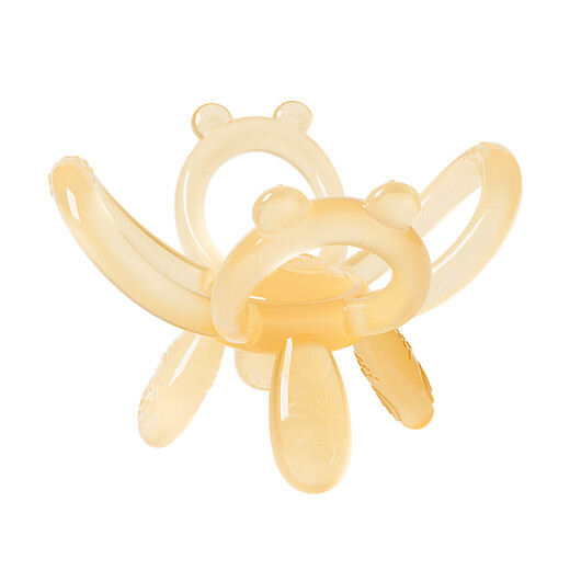 Qiaran Japan Manhattan hand ball baby can chew food-grade silicone 0-6 months teething gum for two months of age, three-piece set, petal teething gum + pacifier