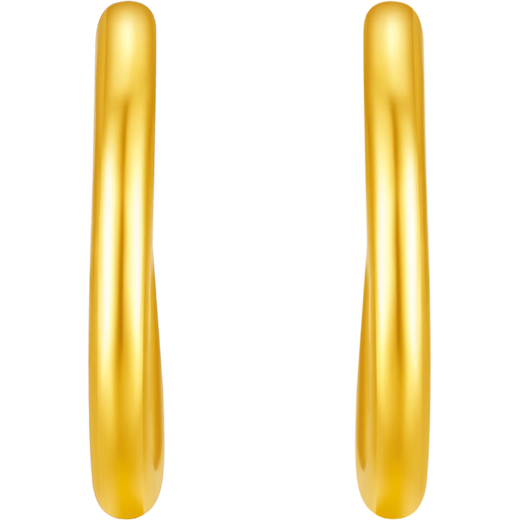 Saturday Blessing Simple Pure Gold 999 Gold Earrings Girls Birthday Gift Price AA090923 One Pair Approximately 1.21g