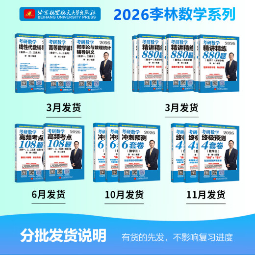 【官方正版】2026李林考研数学精讲精练880题数学一二三李林6+4四六套卷高频考点108题辅导讲义李永乐线性代数武忠祥高等数学概率论660价保阅读狂欢节 【数二】2026李林880题（现货速发）