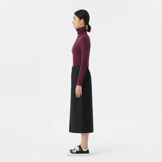 MUJI Women's Mercerized Twill Narrow Skirt Long Skirt Women's Autumn Skirt BEY02C4A Black S (155/62A)