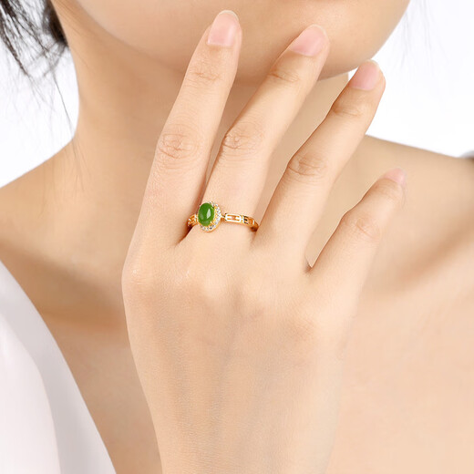 Phoenix Jewelry Natural Hetian Jade Ring Silver Inlaid Black Jasper Ring Women's Living Ring New Year's Gift for Mom