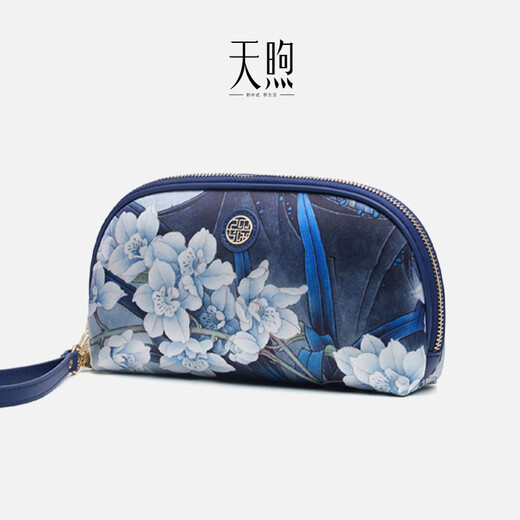 
PmSix clutch bag for women new fashion large capacity hand-holding bag temperament dinner handbag Chinese Valentine's Day gift for wife dark blue-Molan