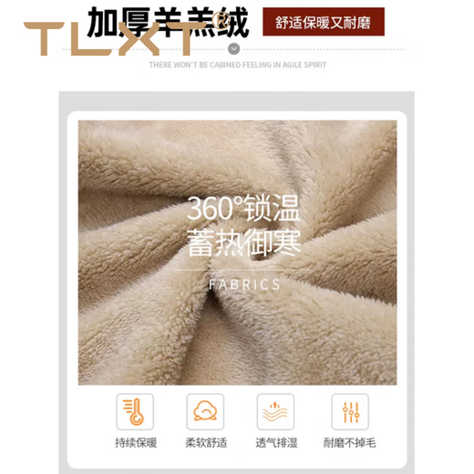 TLXT middle-aged and elderly sports suit men's autumn and winter loose two-piece suit warm and thickened lamb velvet dad plus velvet suit black