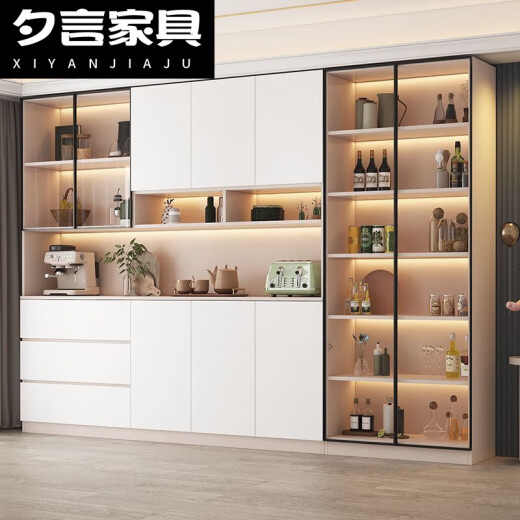 虞萌馨迪2025新款实木储物柜客厅家用厨房组装酒柜收纳置物柜餐边柜一体 款式12240*220钢化玻璃