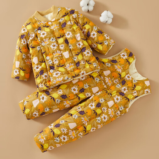 Mianguduo baby pure cotton handmade cotton jacket and cotton pants baby winter thickened cotton coat children's overalls suit winter liner Impression Bunny 80 yards (suitable for 6-12 months)