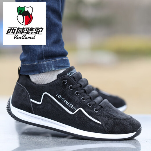 西域骆驼（VANCAMEL）男鞋夏季2025新款透气轻便休闲鞋一脚蹬阿甘鞋百搭男士加绒运动鞋 AW9902 白色 布面款 偏小一码 41