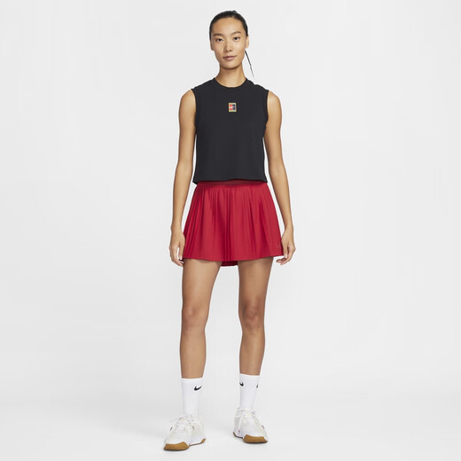 耐克（NIKE）速干女子郑钦文同款百褶裙秋季梭织透气褶裥网球半身裙拼接FZ6513 687健身红/健身红 2XL