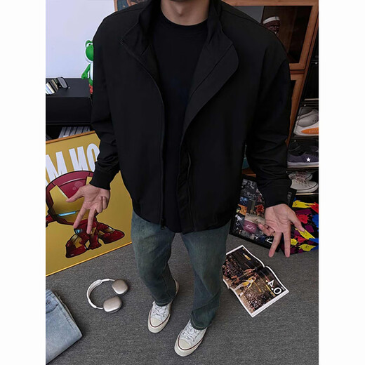 POUM美式教练夹克外套男秋冬款软壳冲锋上衣立领cleanfit飞行员棒球服 CLH-Y6629杏色 L