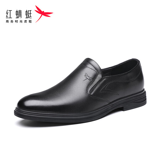 红蜻蜓皮鞋男士品牌牛皮男鞋商务正装鞋休闲孟克鞋男 WLA240051E黑色42