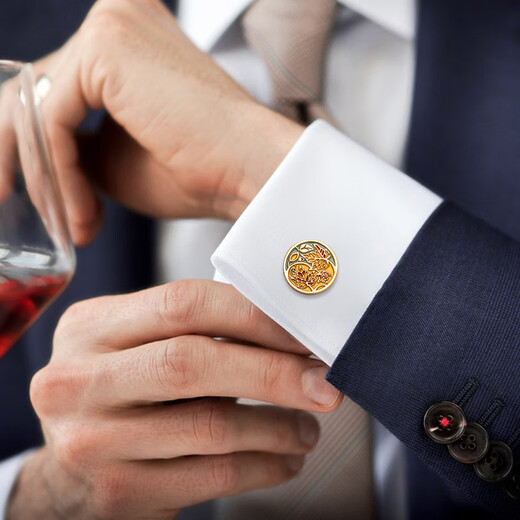 卡夫林克新品幸运叶子袖扣男士袖钉高档衬衫法式袖口扣金属 Cufflinks K124 银色袖扣-幸运叶子
