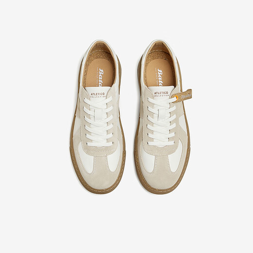 Bata casual shoes men's autumn shopping mall new versatile commuter cowhide trendy German training sneakers W9216CM4 beige 42