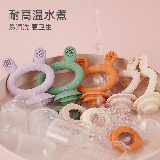 Haakaa bite baby food bite bag fruit and vegetable teether baby teething stick eating fruit pacifier food supplement artifact 1 pack big rabbit head green