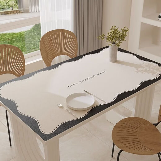 Xinlin light luxury dining table mat, simple modern coffee table tablecloth, no-wash, oil-proof, waterproof, anti-scalding, PVC insulated table mat, high-end, streamlined, clean with just one wipe, 70X120CM, easy to wipe, no-wash