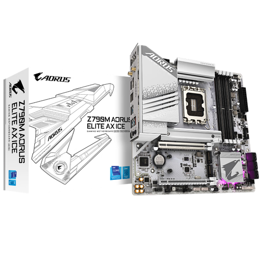 Gigabyte Intel 13/14. Generation I7 i5 mit Z790m kleiner Schnitzeis Skulptur X Motherboard CPU Set Z790m A Elite Axe Ice M Board Ice Skulptur I7 14700KF [20 Kerne und 28 Fäden] Fünfjährige Garantie