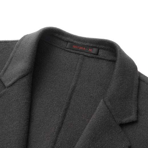 Qipai 100% wool men's woolen coat spring and summer business casual mid-length double-sided woolen coat dark gray 2XL