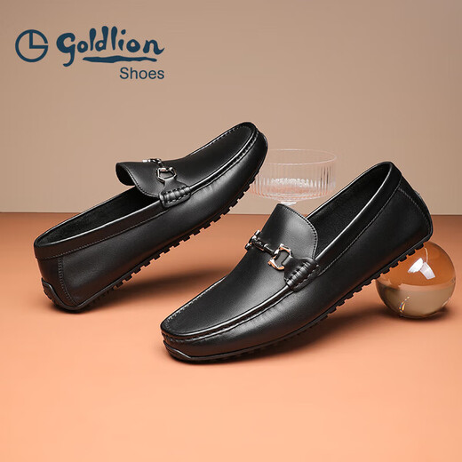 Goldlion Men's Shoes Loafers Peas Shoes Light and Comfortable Set-Toe Business Casual Shoes G567310469AAB Black 41