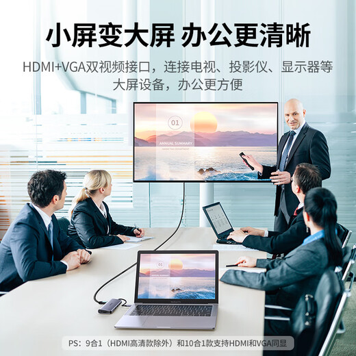 绿联（UGREEN） type-c拓展坞 雷电4 Type-c扩展坞 转DP双HDMI拓展坞USB3.2分线器网卡转接头笔记本拓展坞 5合一DP+PD+USB*3	15905