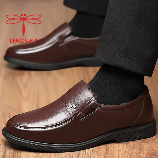 
Red Dragonfly; RED DRAGONFLY same dragonfly men's shoes genuine leather men's leather shoes breathable business formal wear casual middle-aged dad shoes middle-aged and elderly shoes black 45