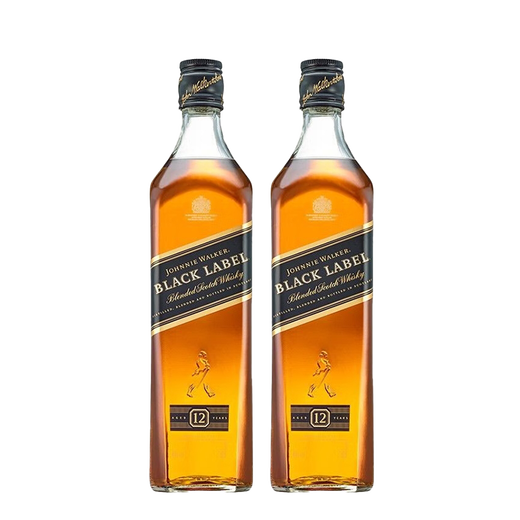 尊尼获加（JOHNNIE WALKER）洋酒 12年黑方黑牌双支礼盒装500ml*2瓶 苏格兰调和型威士忌