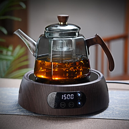 Fully high temperature resistant thickened glass tea kettle large capacity kettle side handle tea kettle household kettle Babao kettle + wooden electric ceramic stove