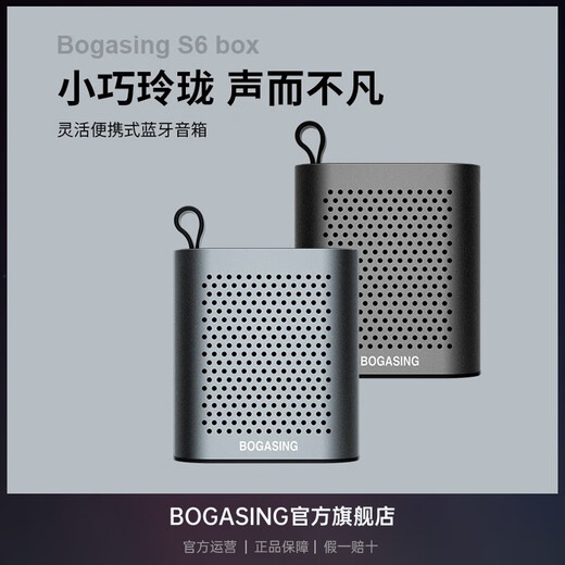 BOGASING National Subsidy Top List S6 Mini Portable Bluetooth Speaker Outdoor Small Audio Subwoofer Wireless Card Player Running Speaker Portable Small Steel Cannon Moonlight Gray 2 Speakers TWS Internet Version Official Standard