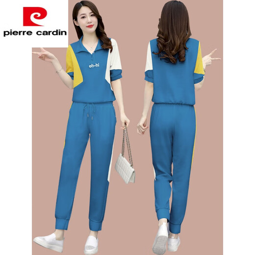 皮尔卡丹（pierre cardin）冰丝休闲时尚套装女2025年夏季新款宽松洋气跑步运动服短袖两2025 681白色【含棉好质量两件套】 2XL