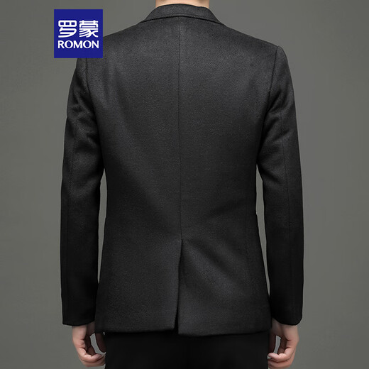 Romon Wool Suit Men's Autumn and Winter Business Traje informal de lana Single Western Coat Western Men's XF51 Black XL