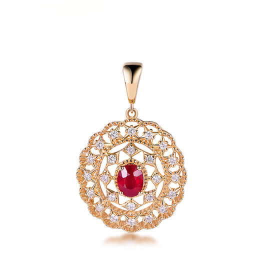 COASZE ruby necklace women's 18k gold diamond inlaid colored gems in stock one item one certificate ruby necklace