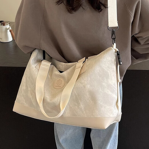 尔山集短途旅行包女时尚手提大容量轻便行李袋外出收纳包出差便携行李包 旅行包【米白色】