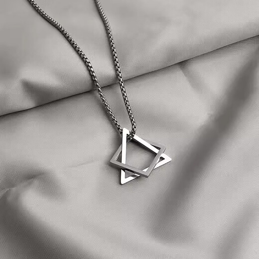 QMXD geometric necklace men's trendy hip-hop boys' pendant necklace women's accessories trendy brand pendant high-end pendant sweatshirt chain geometric necklace
