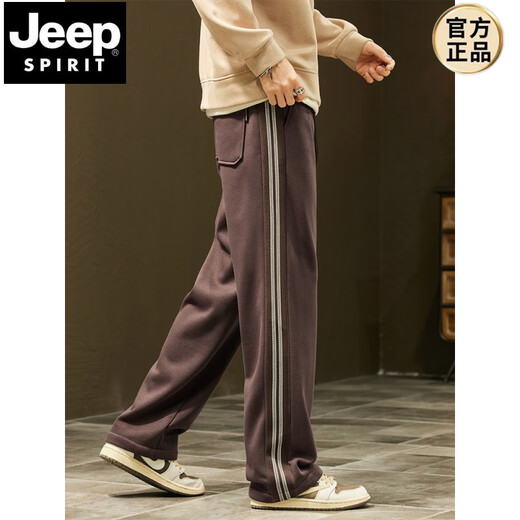 
JEEP SPIRIT2024 autumn and winter new heavyweight thin velvet men's loose wide-leg casual pants workwear American high street sports sweatpants Q829 dark gray L